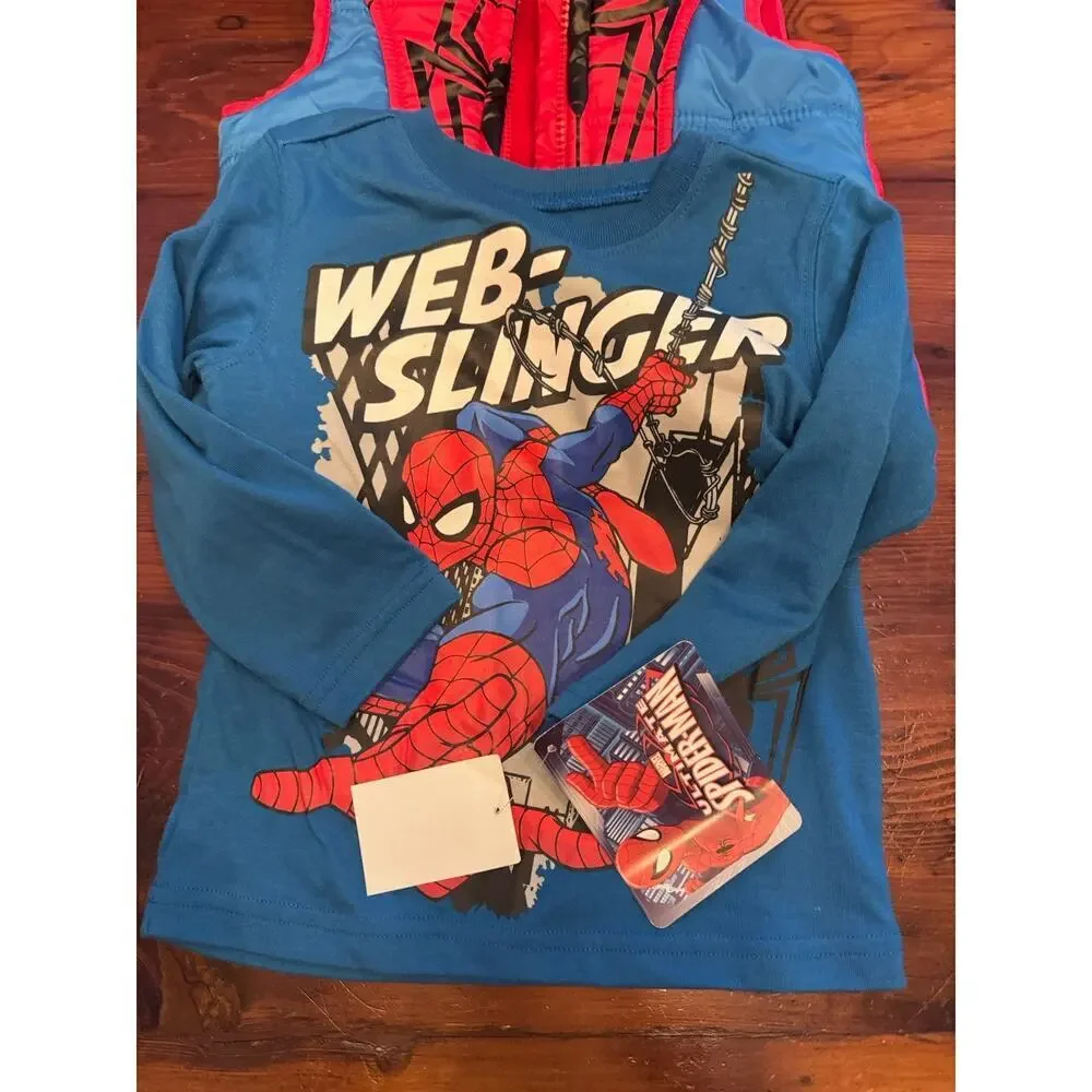 Spiderman Puffer Vest & Long Sleeve Tee 2 piece set Toddler Boy 2T NWT